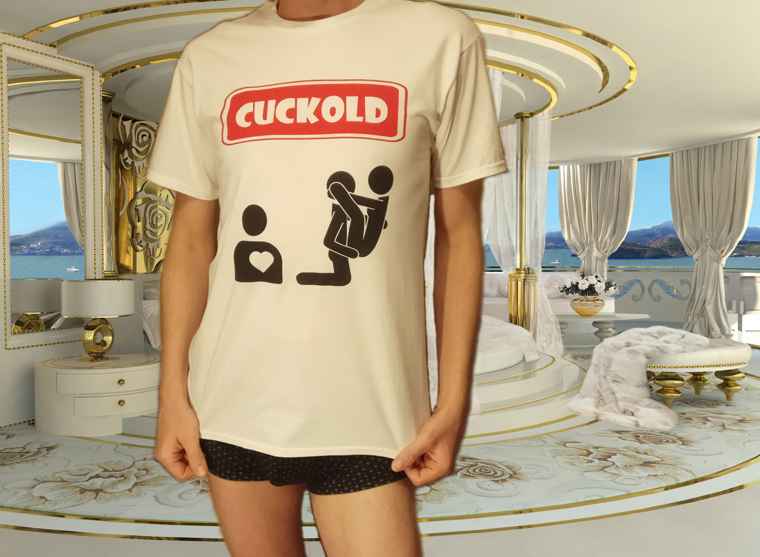 Мужская футболка с надписью Cuckold. 